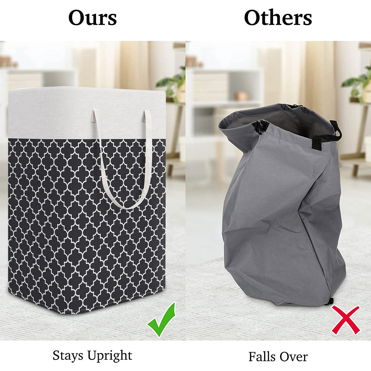 75/82L Large Capacity Laundry Basket Collapsible Laundry Storage Basket Waterproof Cotton Linen Laundry Hamper with Handles