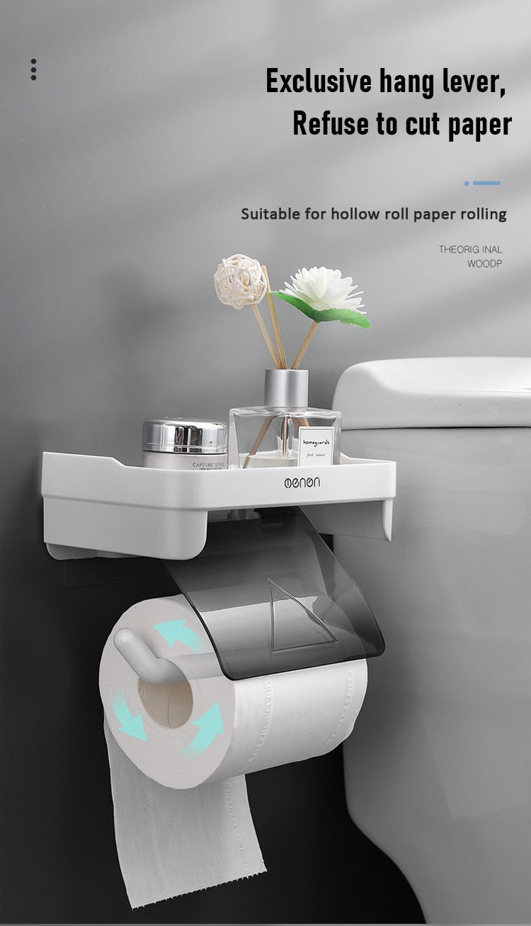 Wall Mount Toilet Paper Holder Waterproof Mobile Phone Storage Shelf Toilet Paper Storage Rack Tissue Box Bathroom Accessories