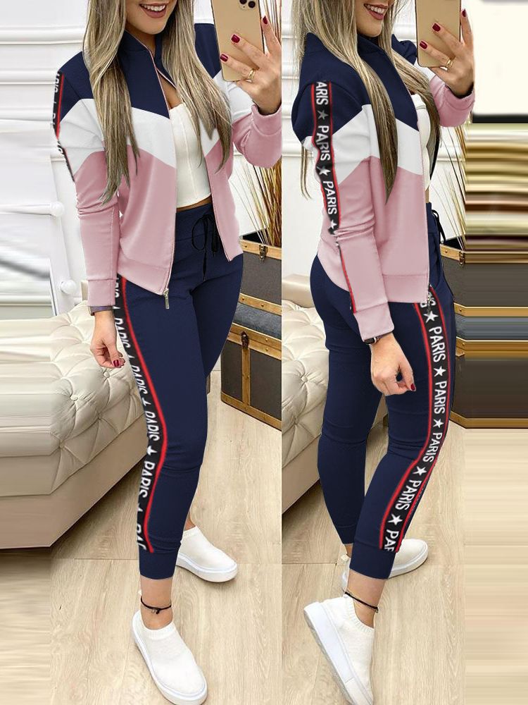 Women Two Piece Set Outfits Autumn Women's Tracksuit Zipper