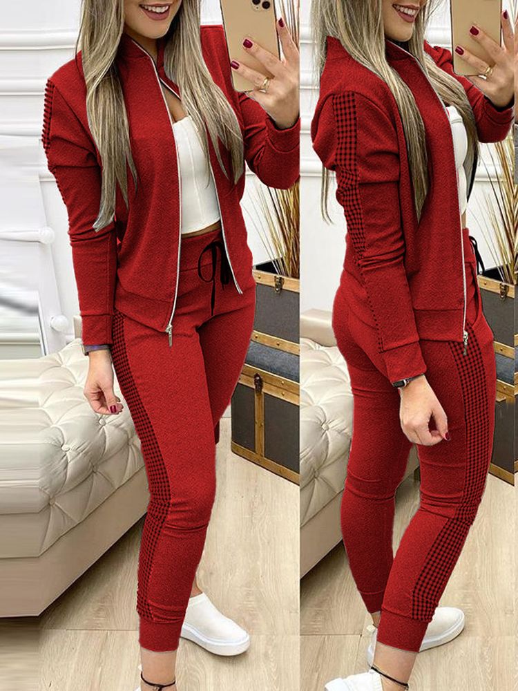 Women Two Piece Set Outfits Autumn Women's Tracksuit Zipper