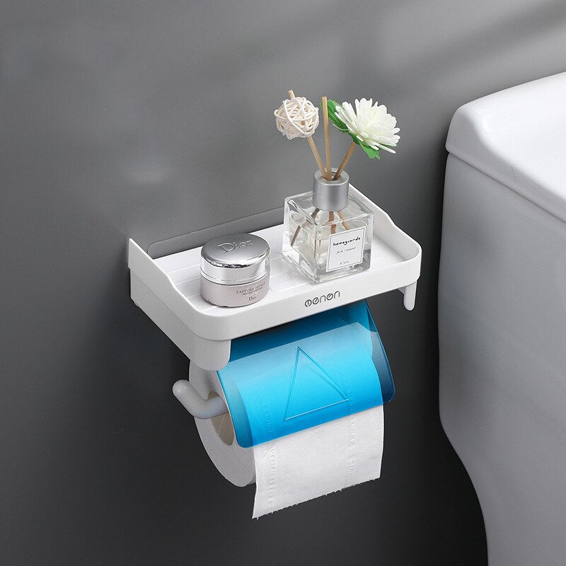 Wall Mount Toilet Paper Holder Waterproof Mobile Phone Storage Shelf Toilet Paper Storage Rack Tissue Box Bathroom Accessories