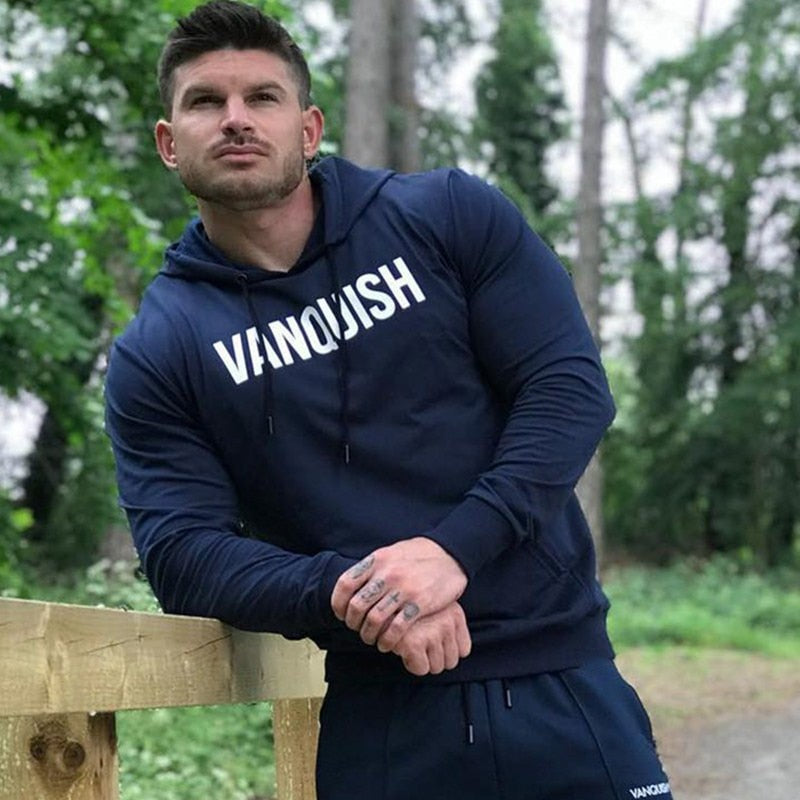 Mans Katoen Pullover Hoodie Sweatbroek Twee stuk Jogger Gym Hardloop Training Sportklere Mansklere