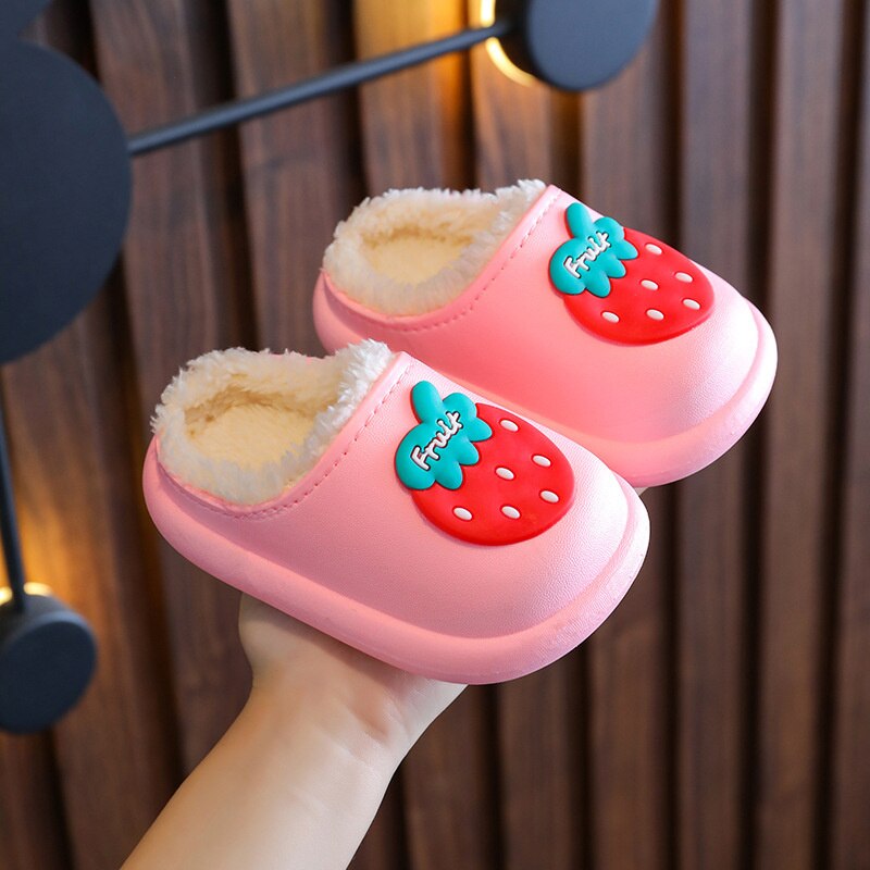 Kid Baby Boy Girl Slippers Newborn Cartoon Bear Non-slip Home Indoors Shoes Thick Warm Children Plus Fleece Shoes Slipper