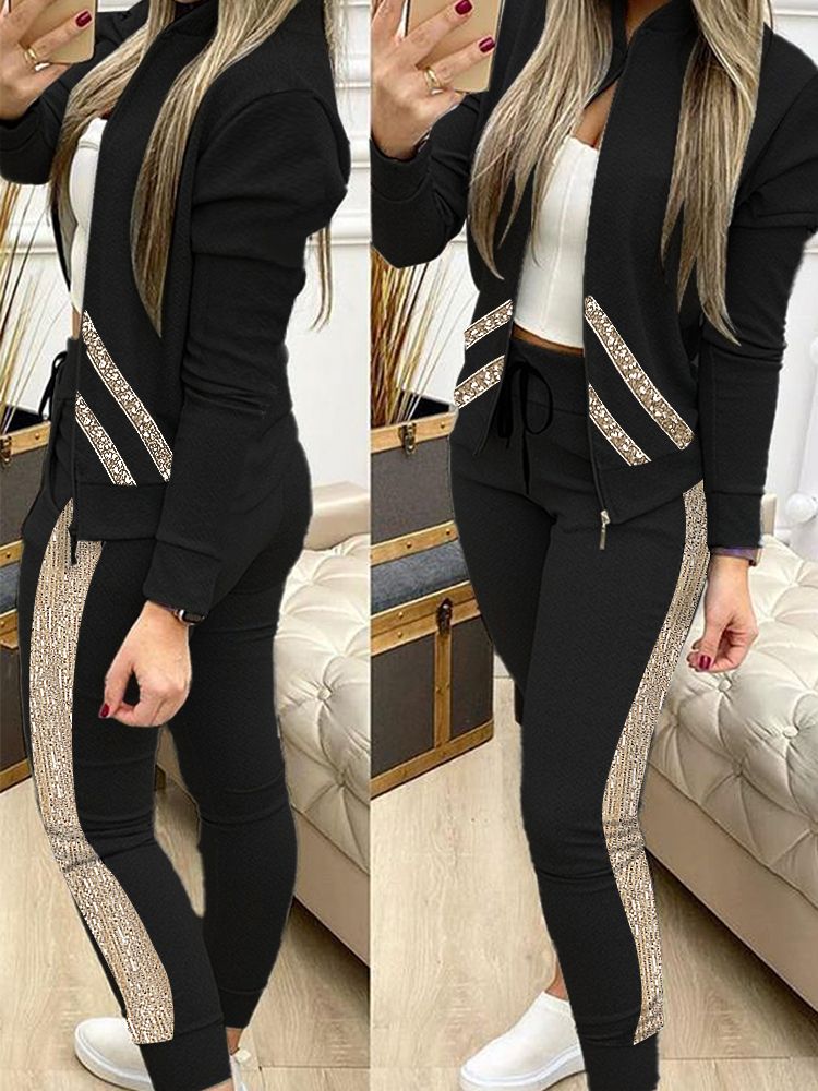 Women Two Piece Set Outfits Autumn Women's Tracksuit Zipper