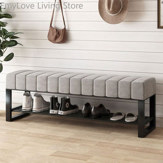 Shoe Changing Stools Modern Home Furniture Door Bench Living Room Sofa Ottomans Simple Bed End Stool Flannel Shoe Cabinet