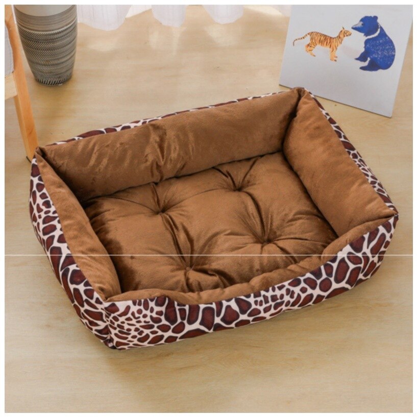 Bed for Dog Cat Pet Square Plush Kennel Medium