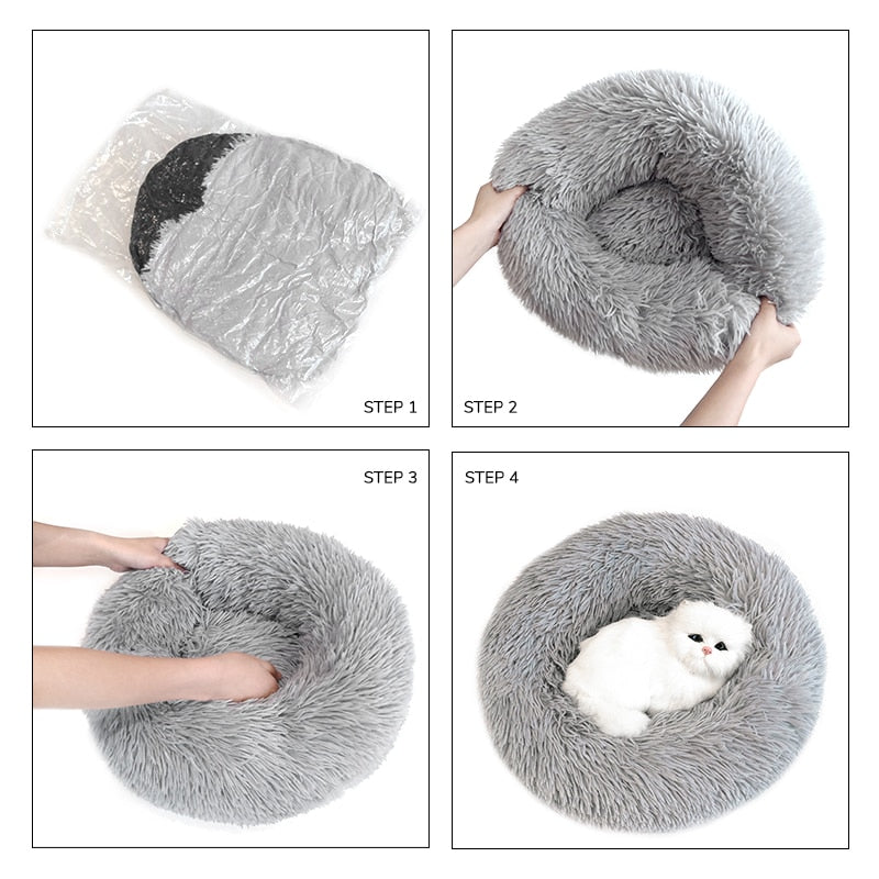 Super Soft Cat & Dog Bed Comfortable Donut Round