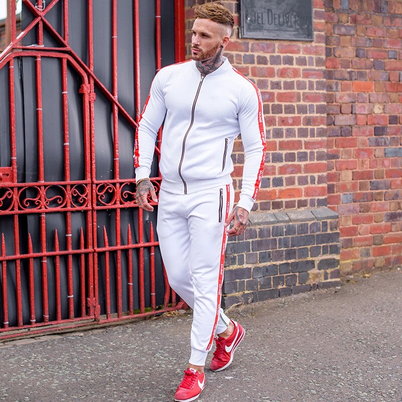 Mens  Tracksuit 2 Pcs Sets 2023 Fashion Sports Suits Men Running Set Zipper Jakcets Pants Sportswear  Streetwear