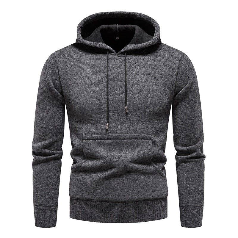 Casual Knitted Pullovers Hooded Streetwear Solid Sports Sweatshirts