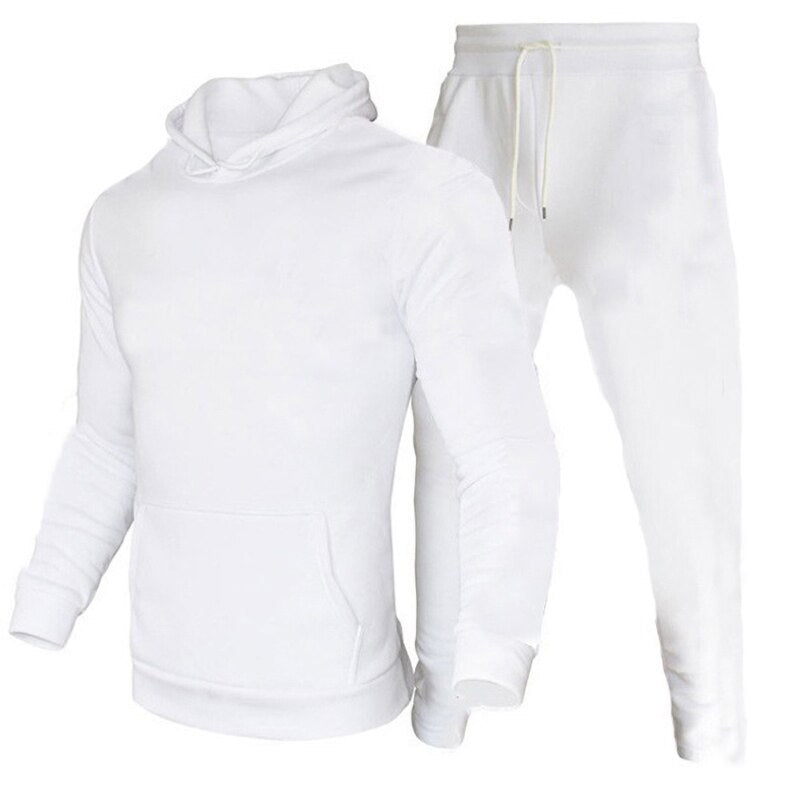 Solid Fleece Tracksuits Hoodies+Pants Sets Pullovers Jackets