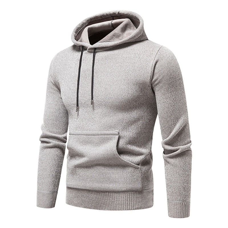 Casual Knitted Pullovers Hooded Streetwear Solid Sports Sweatshirts