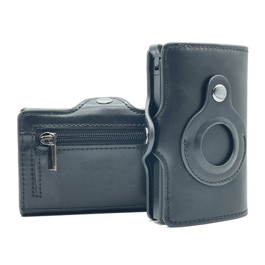 Slim Thin Trifold Men Leather Wallet For Apple AirTags