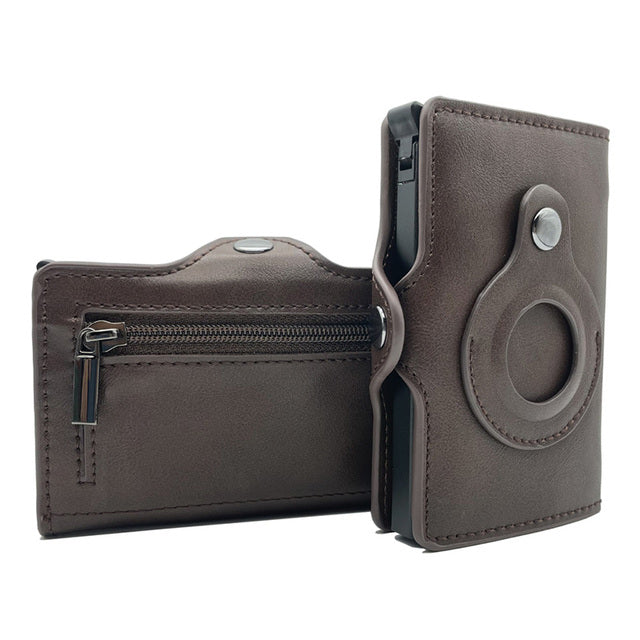 Slim Thin Trifold Men Leather Wallet For Apple AirTags